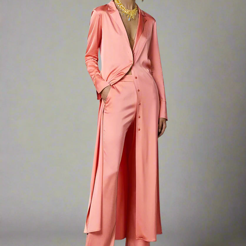 Ashore-shop-women-summer-long-silk-satin-two-piece-pant-suit-sets