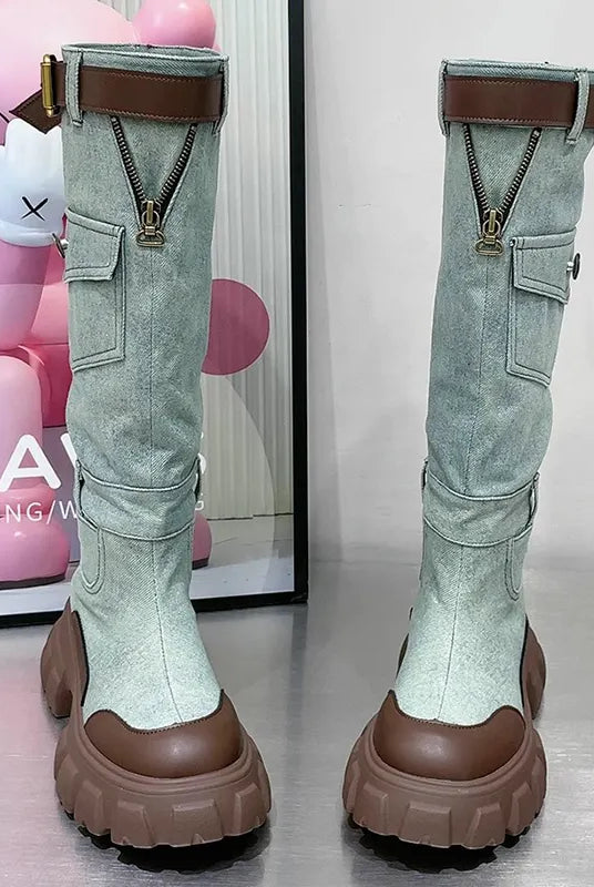 Ashoreshop-Women-Casual-Shoes-Cowboy-Denim-Boots-2023-Winter-Flats-Knee-High-Boots-Motorcycle-Boots-2