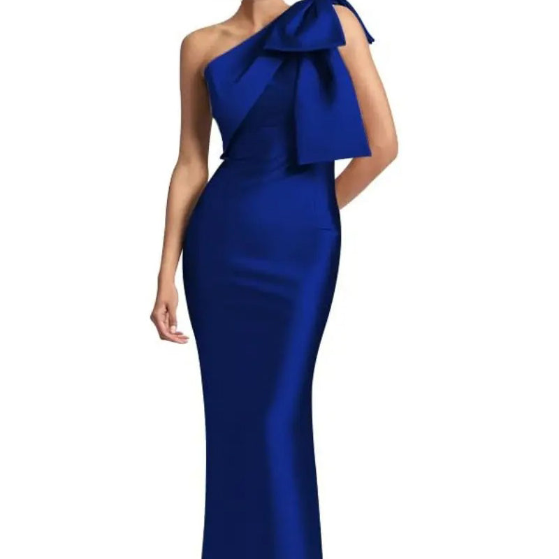 Ashore Shop Elegant One Shoulder Satin Mermaid Formal Dress