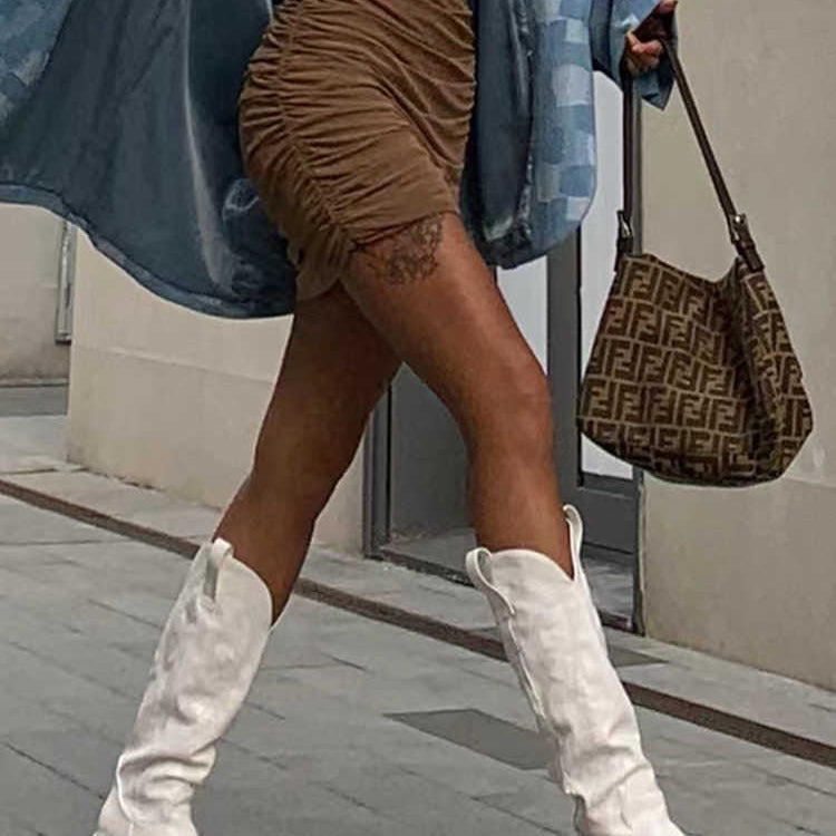 Ashore Western Shop Classic Black and White Cowgirl Embroidery Boots