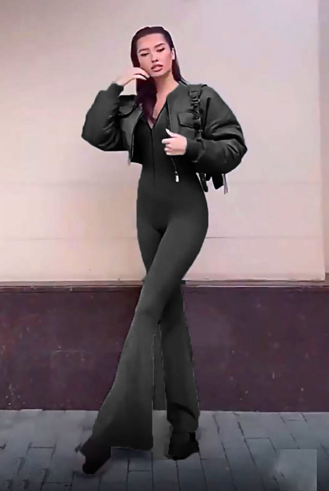 Modern_Women_Two-Piece_Set_Flare_Pant_Jumpsuit_with_Short_Bubble_Vest_Aviator_Jackets-black-1