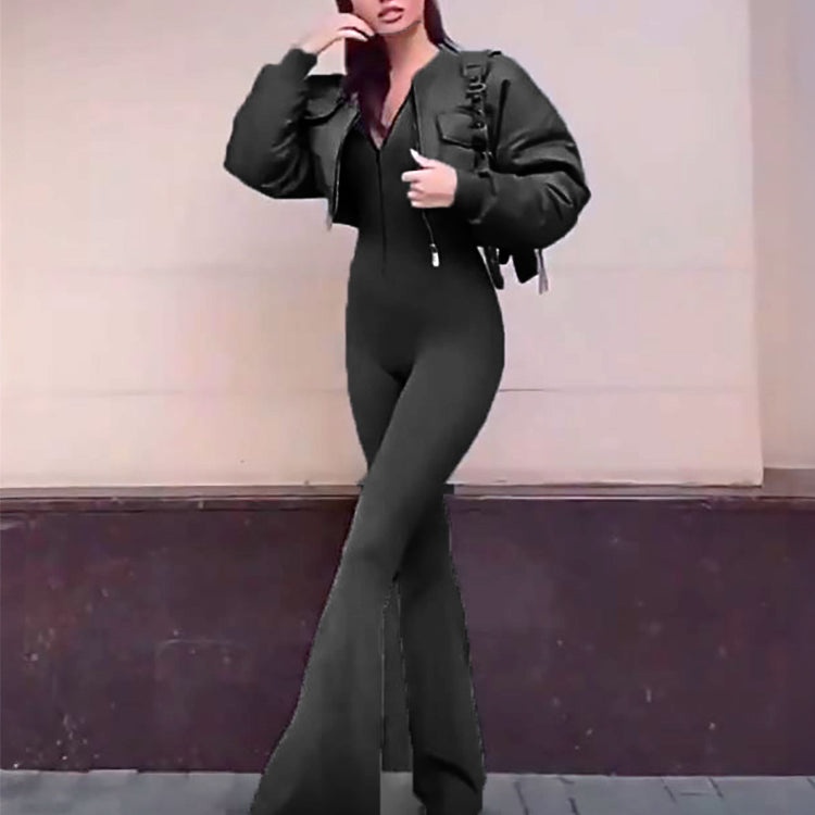 Modern_Women_Two-Piece_Set_Flare_Pant_Jumpsuit_with_Short_Bubble_Vest_Aviator_Jackets-black-1