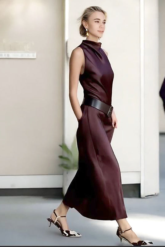 Summer_Satin_Dress_ASHORE_Shop_Refined_Sleeveless_Brown_Satin_Dress