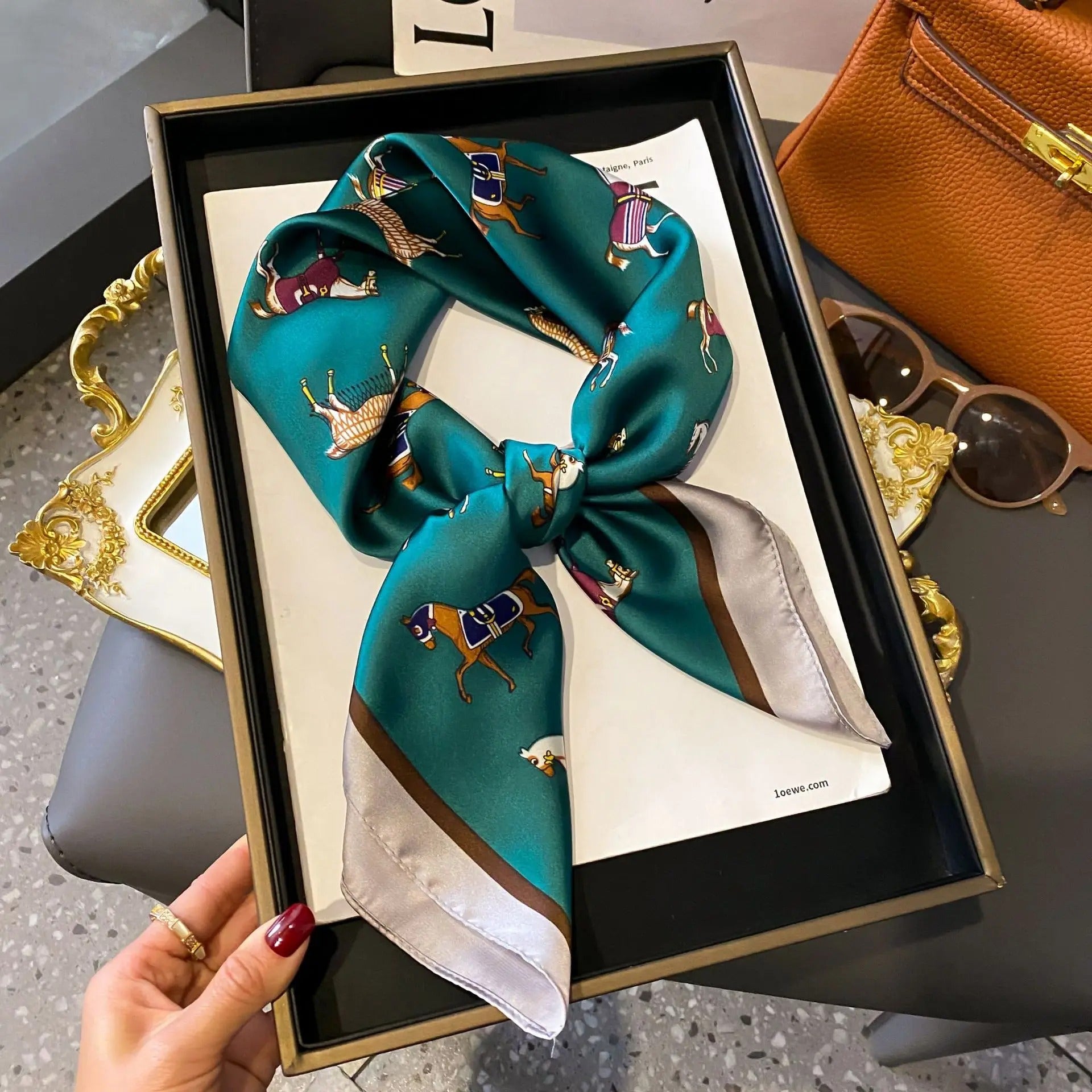 Women's 20 Pattern Small Print Square Scarf 70cm x 70 cm