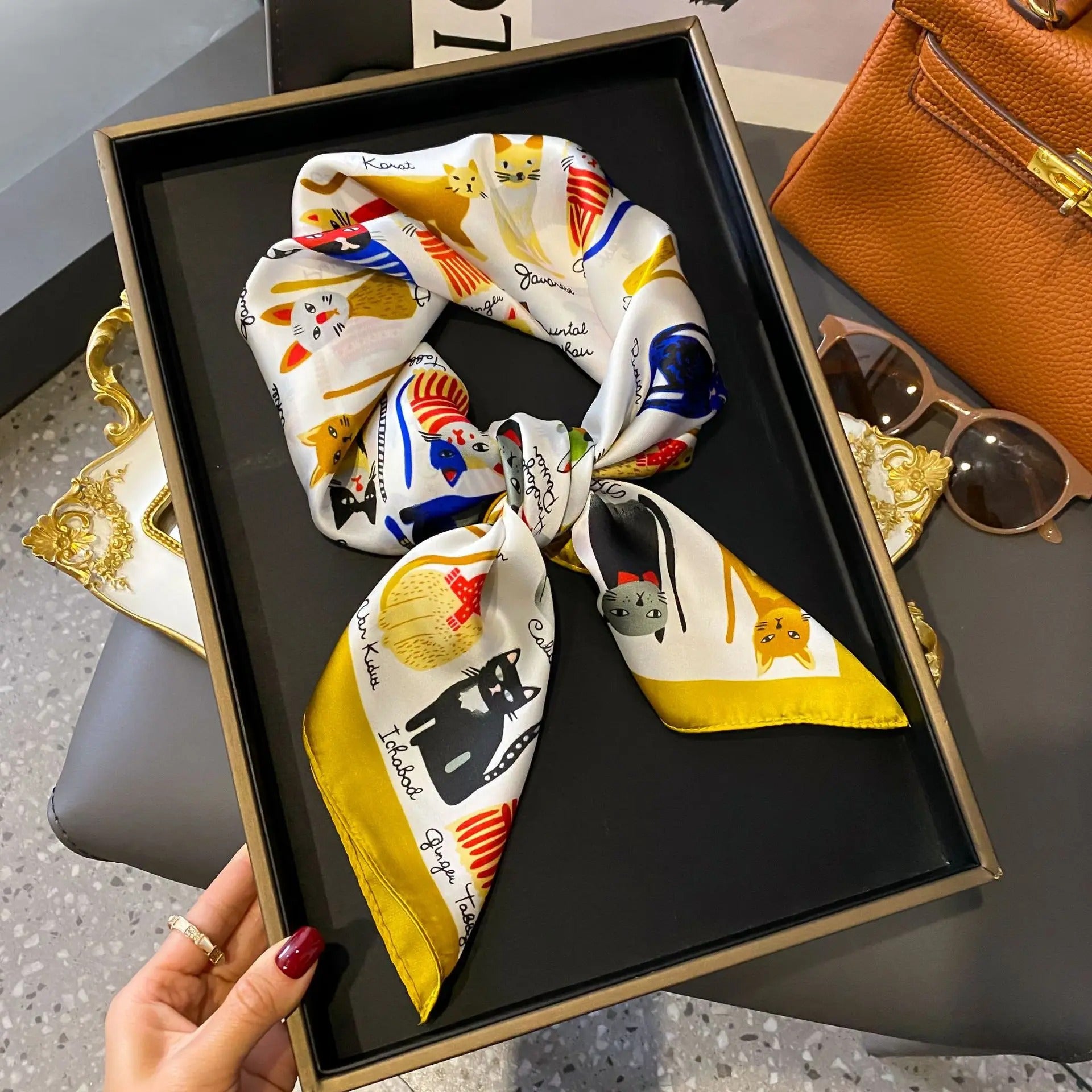 Women's 20 Pattern Small Print Square Scarf 70cm x 70 cm