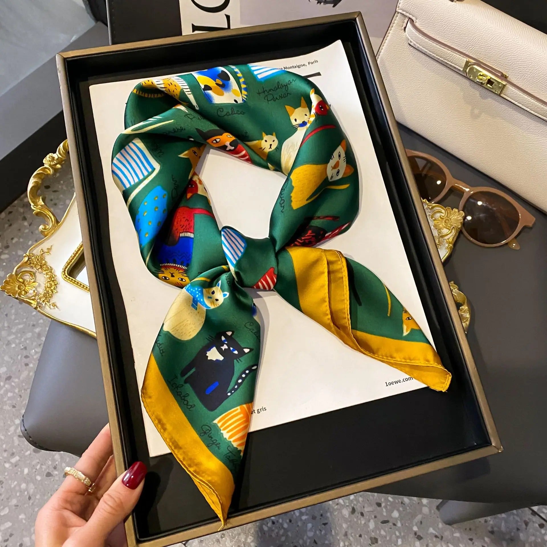 Women's 20 Pattern Small Print Square Scarf 70cm x 70 cm