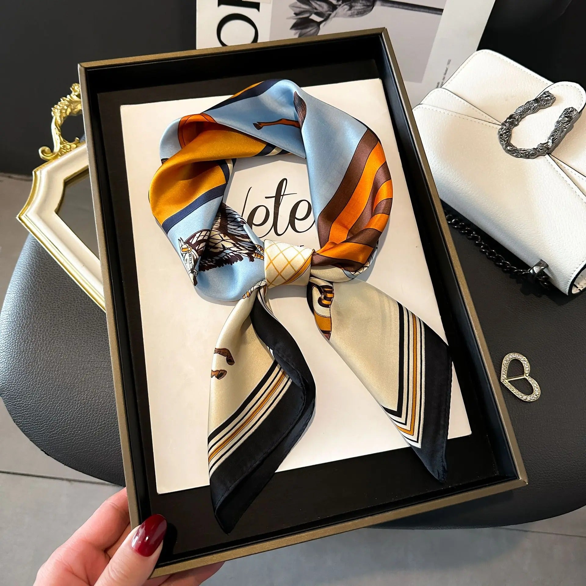 Women's 20 Pattern Small Print Square Scarf 70cm x 70 cm