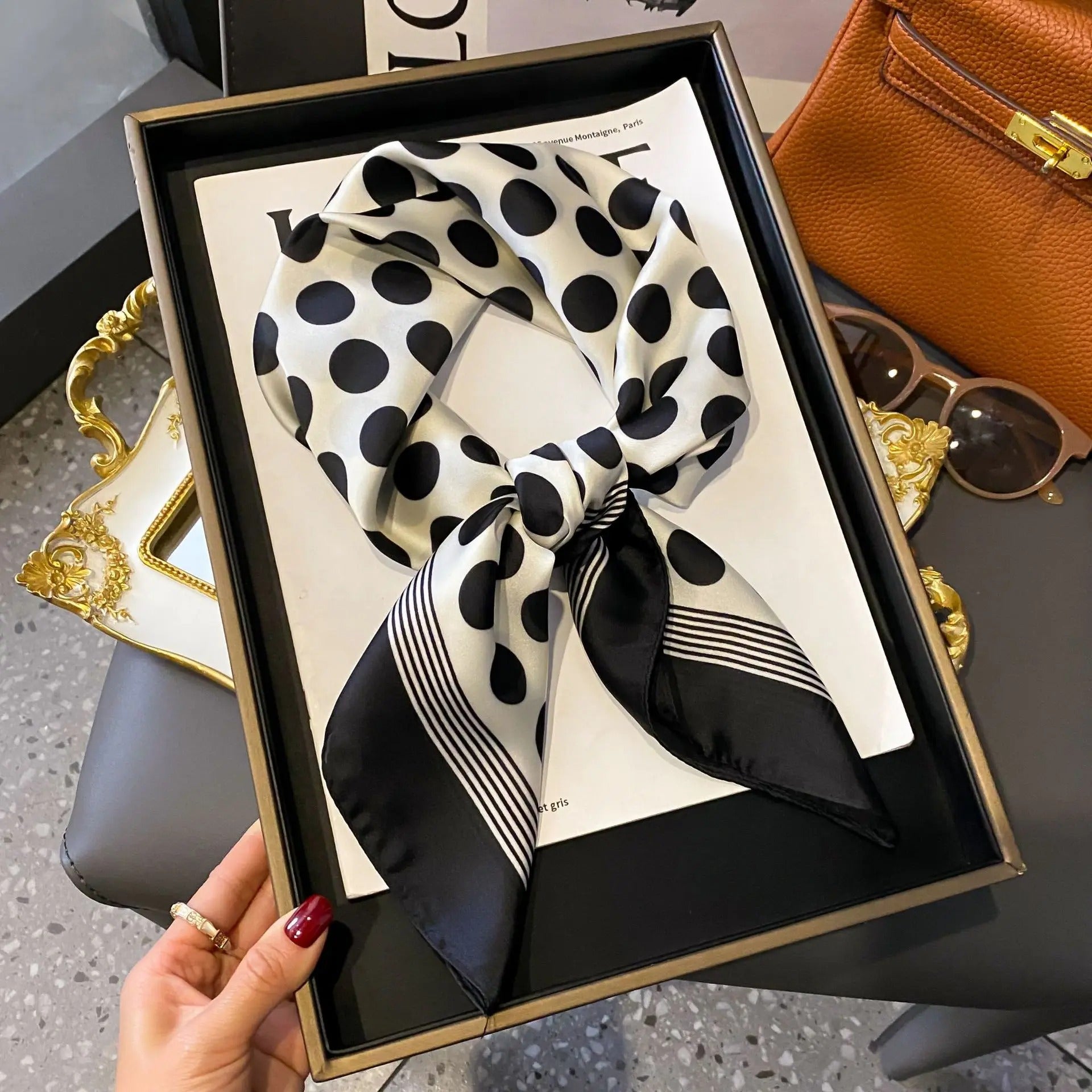 Women's 20 Pattern Small Print Square Scarf 70cm x 70 cm