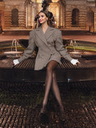 Ashore Shop women's checker plaid long suit blazer-4