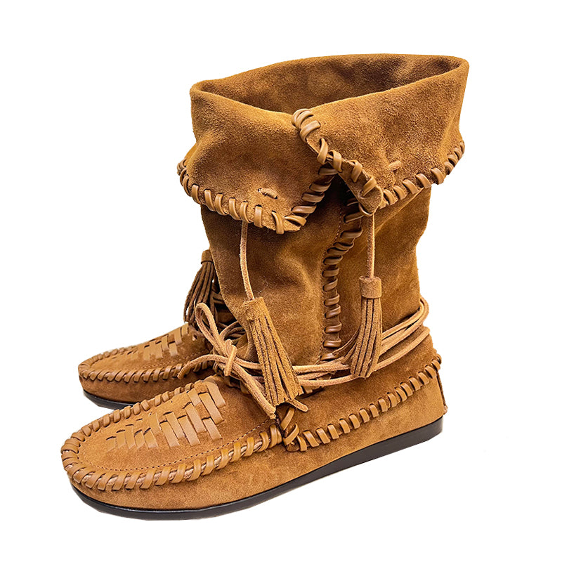 Ashore Shop Summer  Native American-inspired Craftsmanship Flat Boots