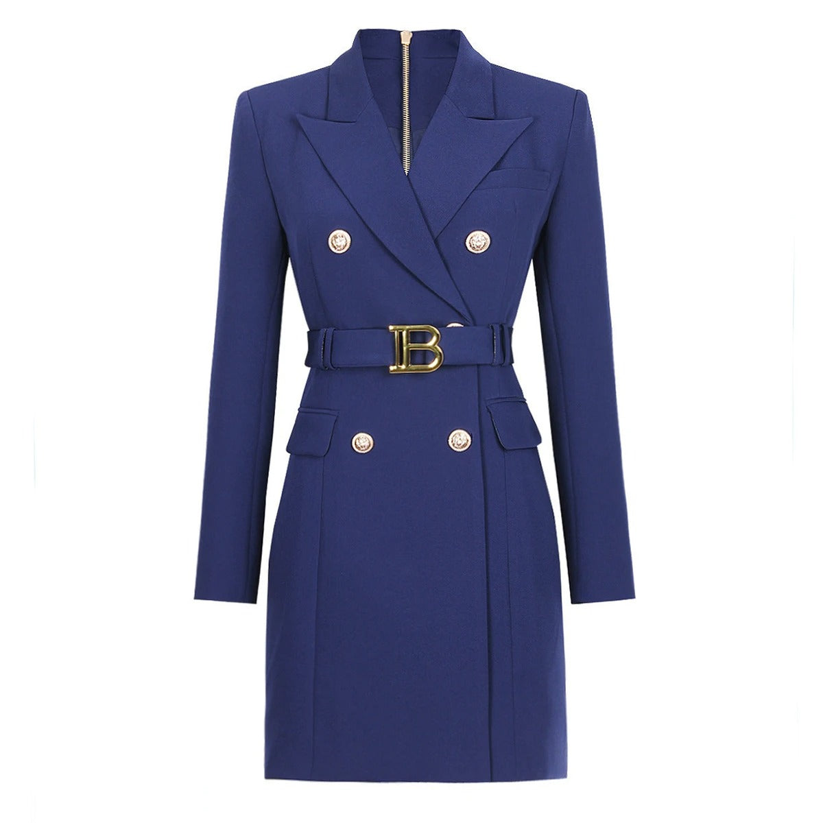 Women bright colors double breasted suit dress long sleeve  for formal occasions