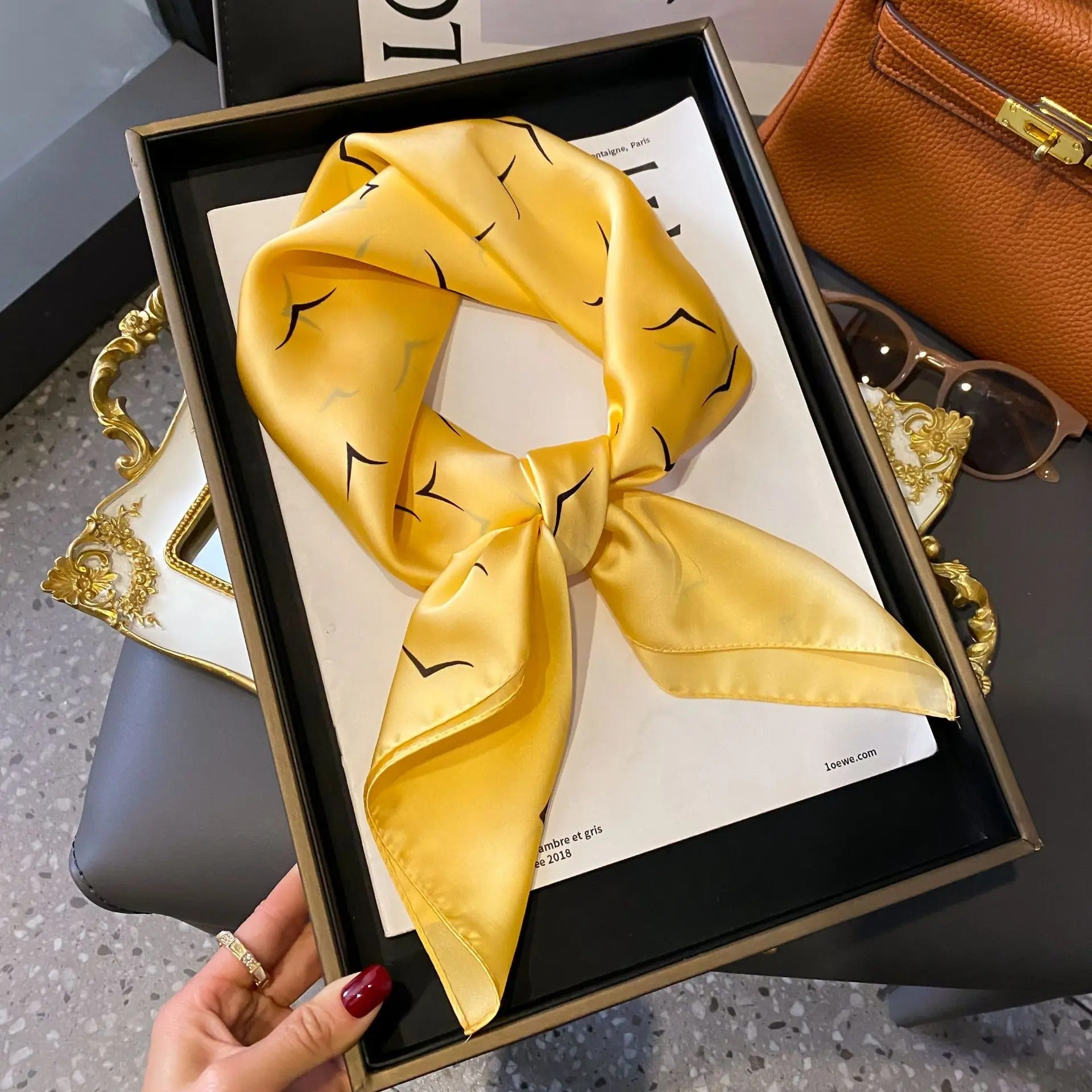 Women's 20 Pattern Small Print Square Scarf 70cm x 70 cm