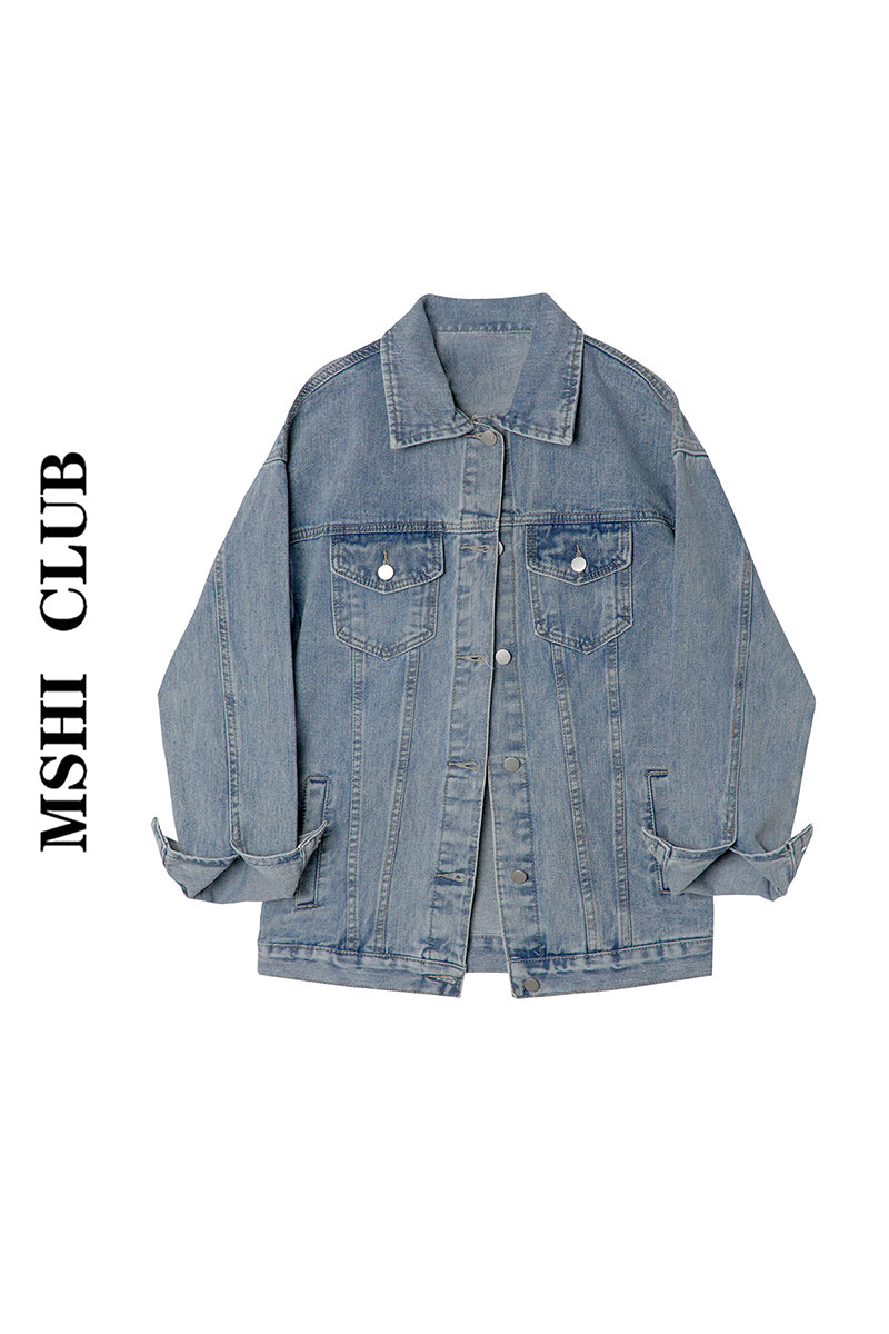 2023 spring v-neck lazy wind long-sleeved loose thin section