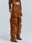 Ashore-shop-Women_Leather_Pants_Multi_Pockets_High_Waist_Trousers_Loose_Casual_All_Match_Long_PU_Cargo_Pants6